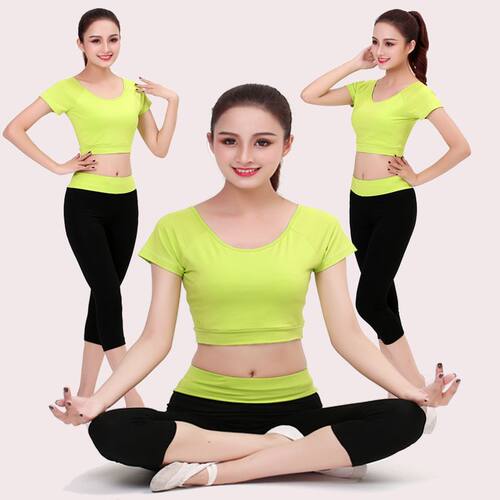 温瑜伽服套装女夏季显瘦健身服跑步裤肚皮舞蹈服形体服修身