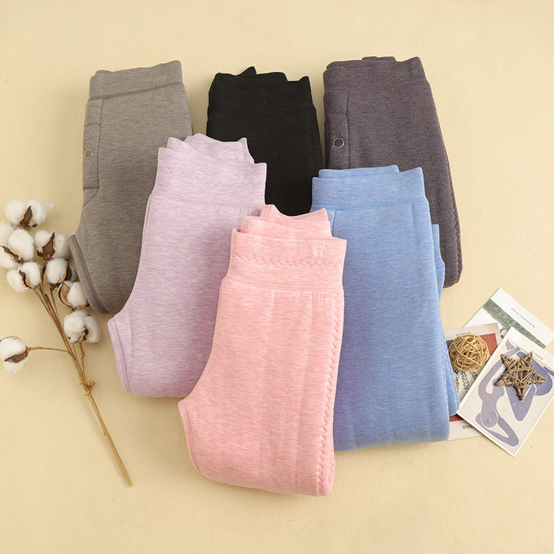 东北儿童羊毛保暖裤蚕丝加绒加厚男童秋裤冬棉裤女童打底裤毛线裤