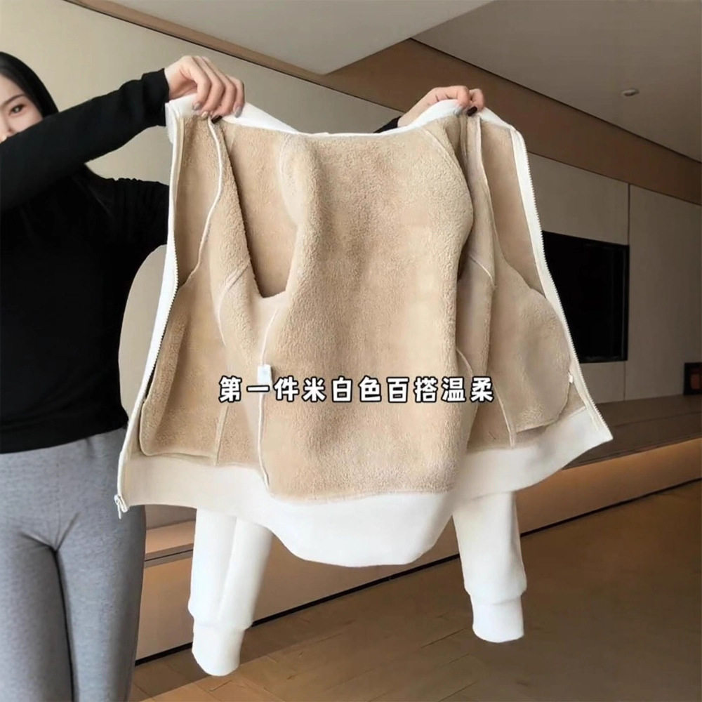 外套女秋冬款摇粒加绒加厚校服神器内搭棉服羊羔毛绒保暖内胆卫衣