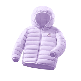 巴布豆女童轻薄羽绒服紫色2026新款冬装保暖短款户外儿童外套冬天