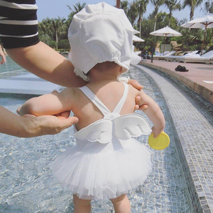 儿童泳衣女童宝宝泳衣可爱翅膀女孩婴儿泳装 3岁连体公主游泳衣