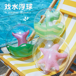 ins网红充气球儿童沙滩球宝宝卡通戏水球美人鱼泳池水上漂浮球
