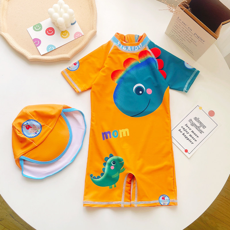 速发儿童婴童可爱恐龙连体中小童宝宝男幼儿防装速干泳晒泳裤