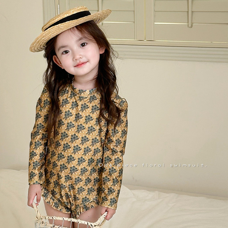 新款女童游泳衣夏季复古连体长袖碎花儿童泳衣宝宝洋气速干泳装潮,运动/瑜伽/健身/球迷用品,儿童泳衣/裤,淘宝优惠券,粉丝福利购,淘宝优惠卷