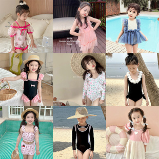 女童连体泳衣洋气儿童公主游泳衣女孩速干防晒泳装 清仓 断码