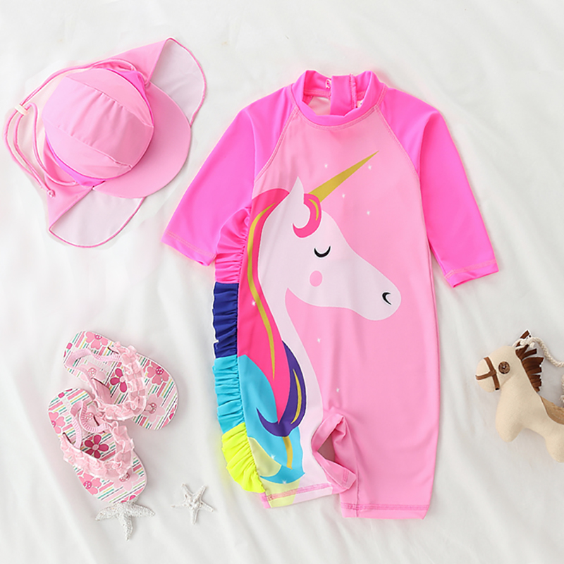 独角兽婴儿连体防晒游泳衣