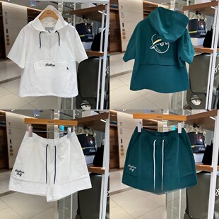 韩国原单高尔夫服装女士连帽衫短袖短裤套装运动休闲时尚百搭球服