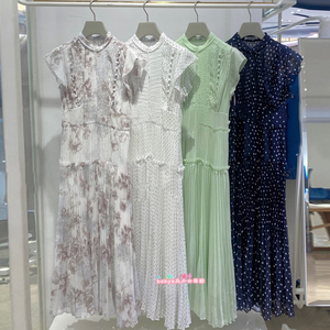 原加裁S家22春夏新品法式优雅荷叶边小飞袖百褶连衣裙SWFO221048