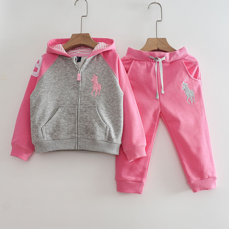 女宝宝连帽卫衣春秋款拉链开衫纯棉运动休闲服中小童装两件套装