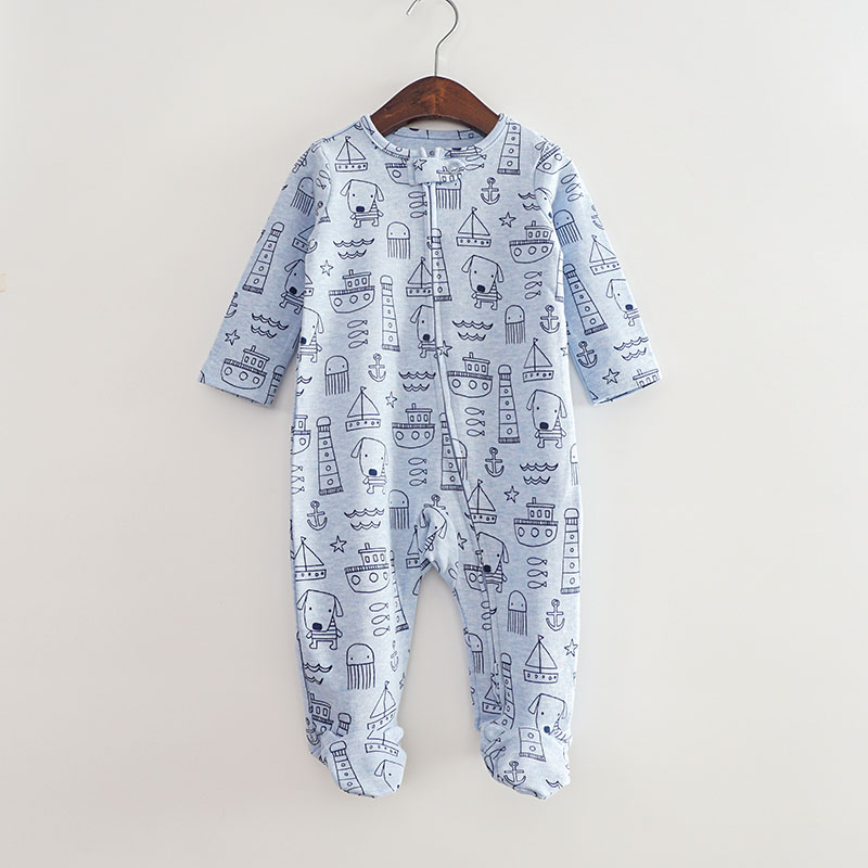 新生婴儿春秋款纯棉双头连身衣