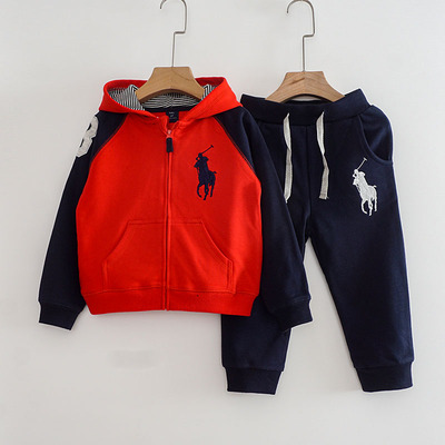 男童卫衣套装春秋款纯棉连帽