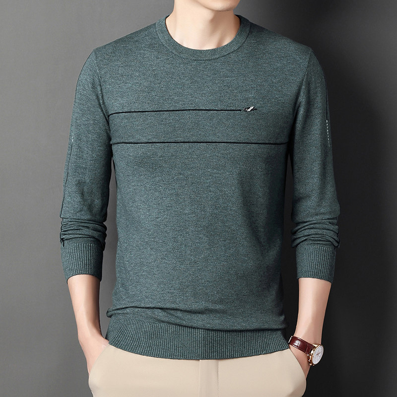 针织衫圆领毛衣男春秋季薄款韩版潮流男士长袖休闲套头打底羊毛衫