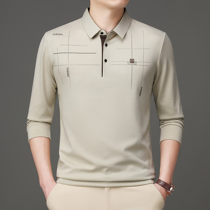 春秋款长袖t恤男士翻领条纹中老年打底衫商务休闲薄款免烫Polo衫,男装,中老年上装,淘宝优惠券,粉丝福利购,淘宝优惠卷