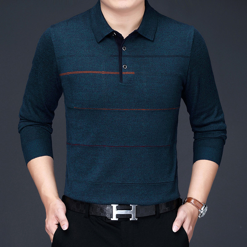 春秋季长袖t恤男士翻领Polo衫中老年薄款休闲针织打底衫爸爸男装,男装,中老年上装,淘宝优惠券,粉丝福利购,淘宝优惠卷