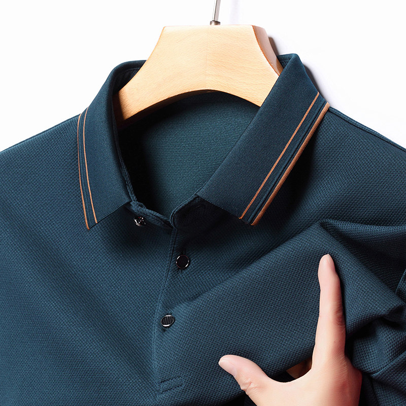 长袖t恤男中老年休闲纯色打底衫春秋季薄款爸爸装商务翻领Polo衫
