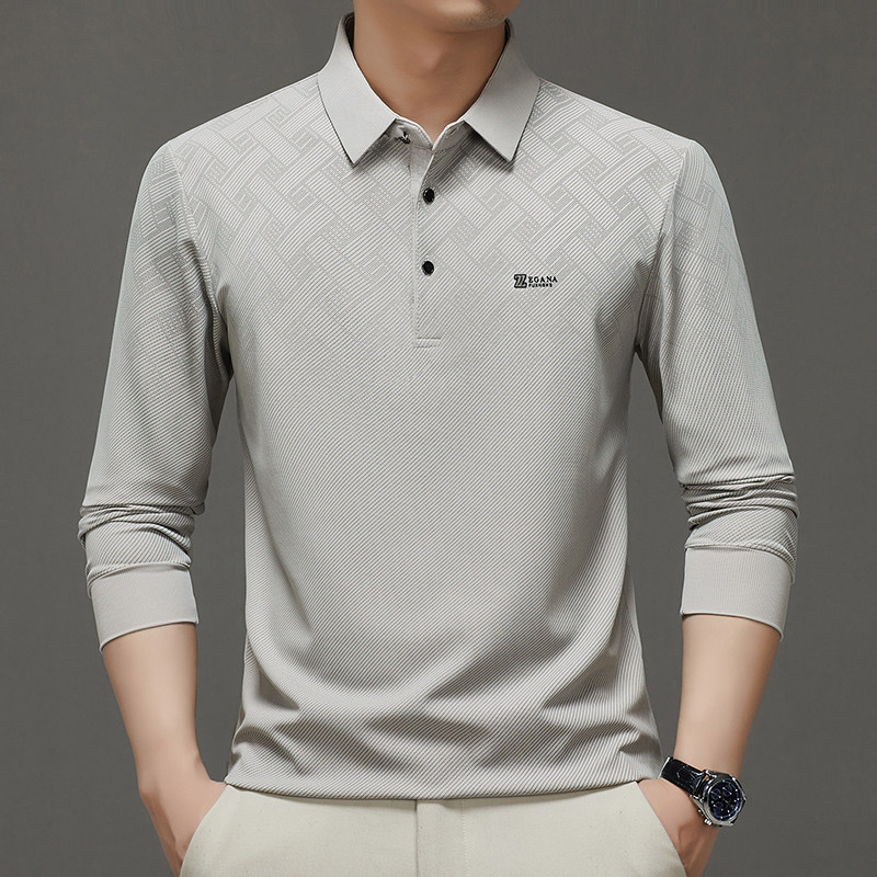 男士长袖T恤翻领高端印花Polo衫春秋季冰丝薄款休闲宽松打底衫男,男装,中老年上装,淘宝优惠券,粉丝福利购,淘宝优惠卷