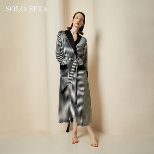 新品 Soloseta22姆米真丝睡袍女丝绸家居服桑蚕丝睡裙浴袍印花春季