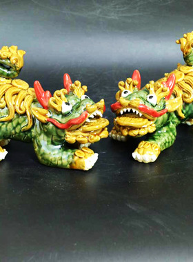 陶瓷麒麟摆件玄关博架客厅礼品