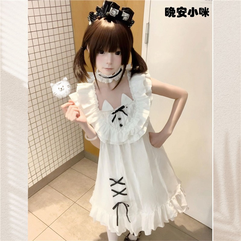 【晚安小咪】Lolita睡裙整套(含颈饰) olita可爱连衣裙