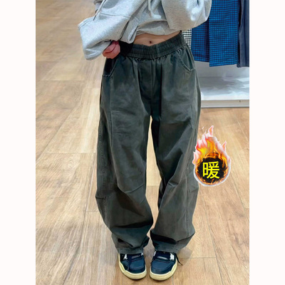 美式高街褶皱冲锋裤宽松弯刀长裤