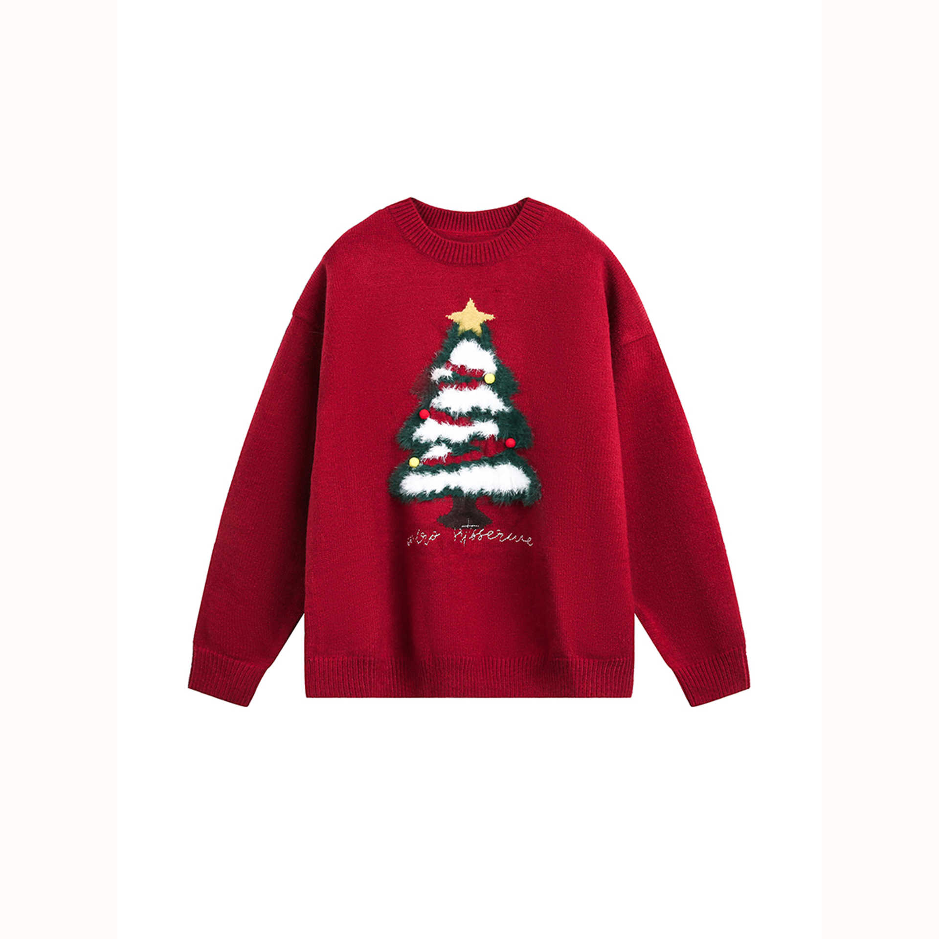 提花长袖常规套头复古风宽松型