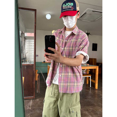 炫葵夏季美式简约短袖衬衫