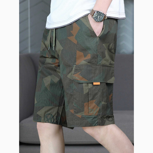 短裤 男夏季 宽松潮牌ins五分休闲裤 夏季 中裤 迷彩工装 帅气马裤 薄款