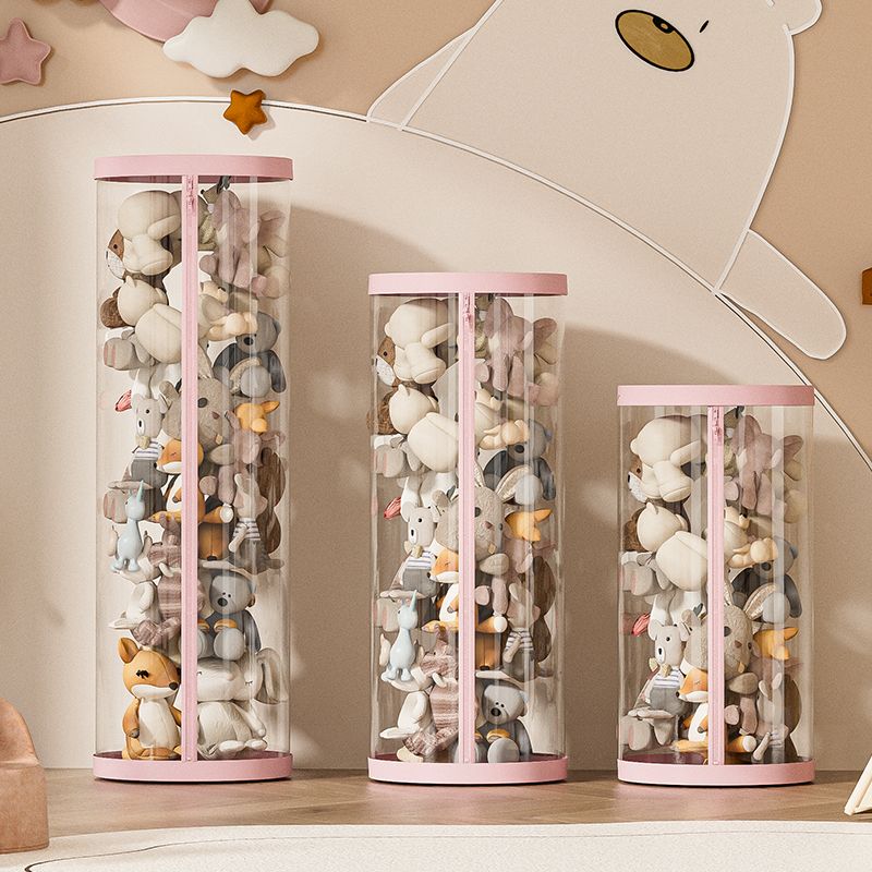 毛绒娃娃收纳桶带灯光透明收纳筒儿童公仔玩偶布偶置物架透明圆柱