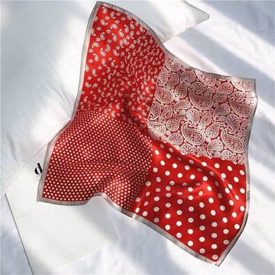 （悟空）丝绸丝巾女老钱风屁帘油画风白桦林小方巾装饰围巾