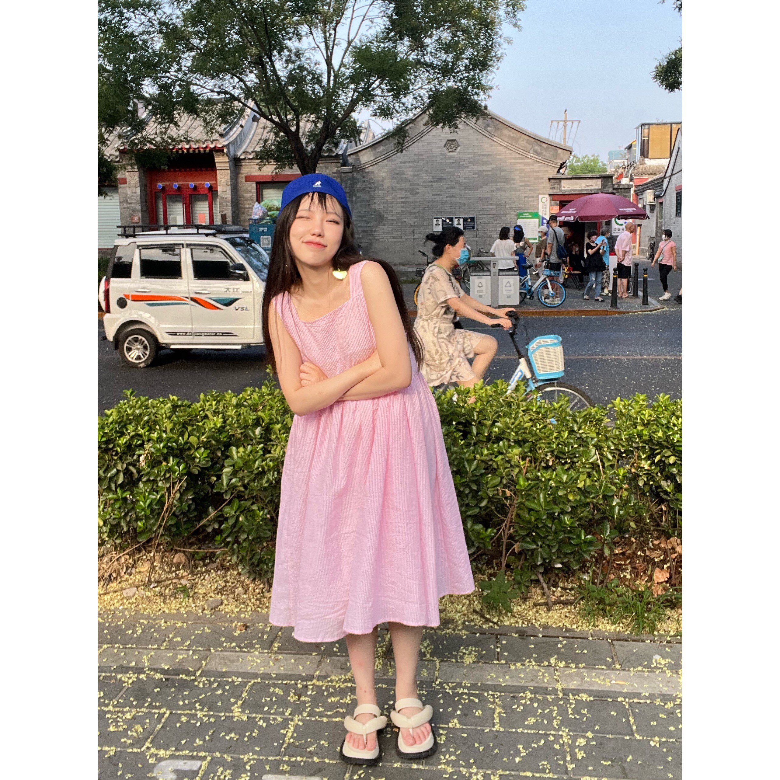 Fencili 夏季清凉感少女感甜苦韩系高级感樱花粉色吊带长裙连衣裙