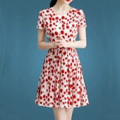 时尚 波点连衣裙女春装 裙子 短袖 碎花裙夏季 2024年新款 春夏气质女装