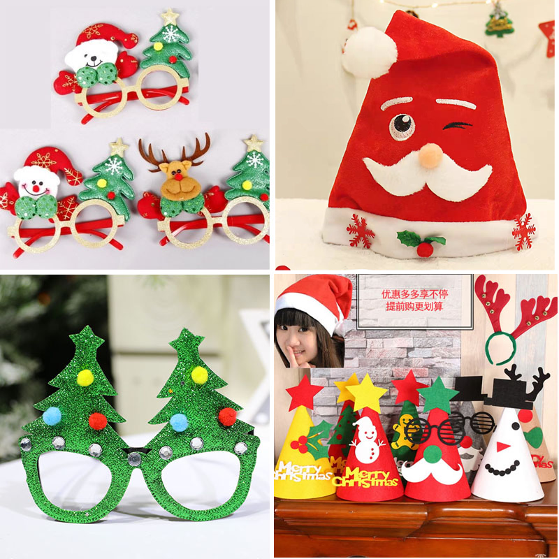 圣诞发箍头饰成人儿童可爱装饰品大鹿角发箍无纺布圣诞帽眼镜框