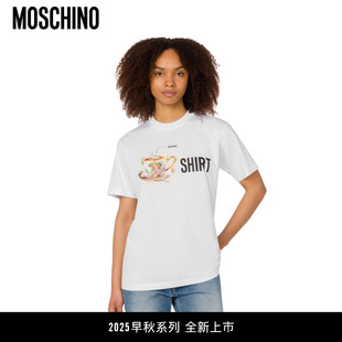 上衣 Moschino 莫斯奇诺 25早秋 女士印花棉质T恤圆领短袖
