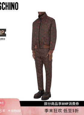 【礼物低至5折】Moschino/莫斯奇诺男士Allover Logo刺绣夹克马甲