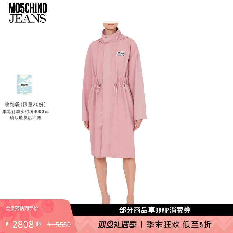 【礼物低至5折】M05CH1N0 JEANS 25早春 女士Rubber Logo棉质风衣