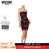 特享倒计时 Moschino Jeans 女士印花薄纱连衣裙无袖 抹胸裙