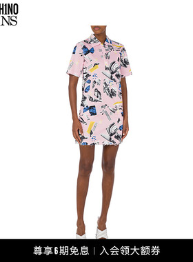 【礼物】M05CH1N0 JEANS  Punk Print 朋克印花修身衬衫裙