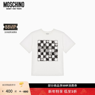 莫斯奇诺 Moschino 儿童格子泰迪熊印花棉质T恤 新年特享5折起