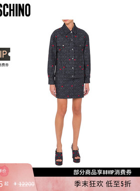 【礼物低至5折】Moschino/莫斯奇诺女士Allover Logo刺绣夹克外套