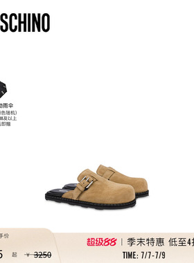 【季末特惠】Moschino/莫斯奇诺  女士绒面革金属搭扣拖鞋勃肯鞋