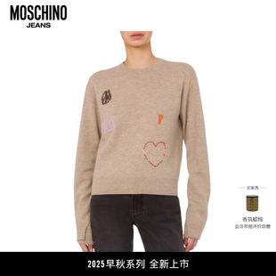 套头衫 Moschino 女士羊毛印花针织毛衣圆领长袖 Jeans 25早秋