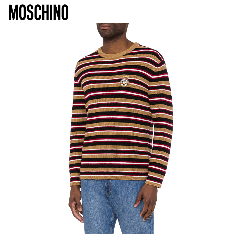 Moschino/莫斯奇诺男士TeddyBear泰迪熊条纹针织衫
