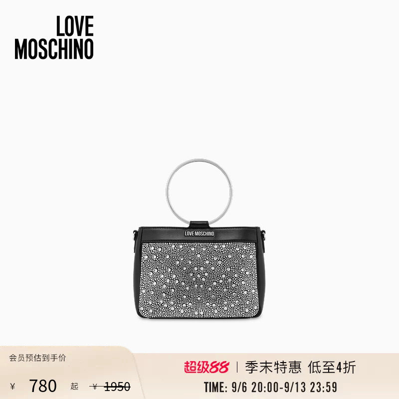 【季末特惠】Love Moschino 2026早春 女士水钻装饰单肩手提包