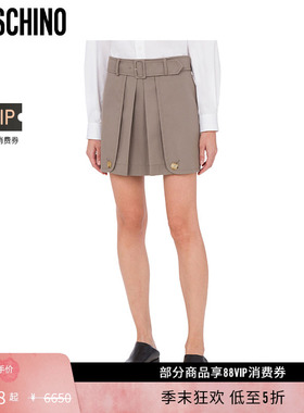 【礼物低至5折】Moschino/莫斯奇诺女士Trench Details加缎迷你裙