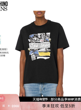 【礼物低至5折】M05CH1N0 JEANS 25早春 女士朋克图案棉质针织T恤