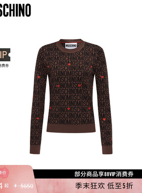 【礼物低至5折】Moschino/莫斯奇诺女士Allover Logo修身羊毛上衣