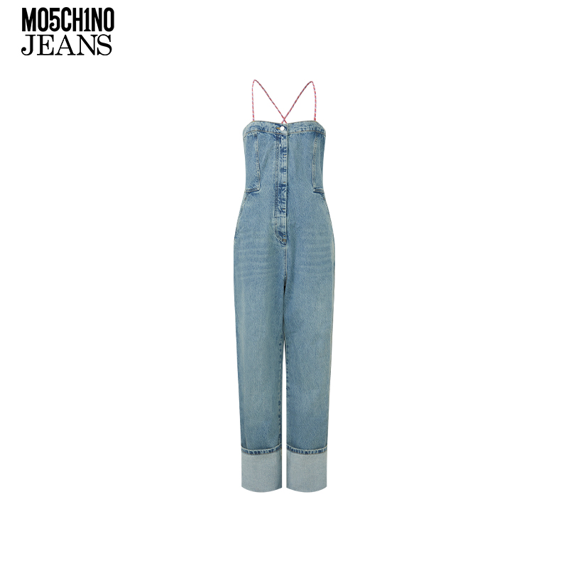 【季末折扣】M05CH1N0 JEANS 25早春 女士细肩带连体背带裤