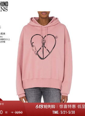 【惊喜特惠】M05CH1N0 JEANS  女士爱心图案棉连帽卫衣