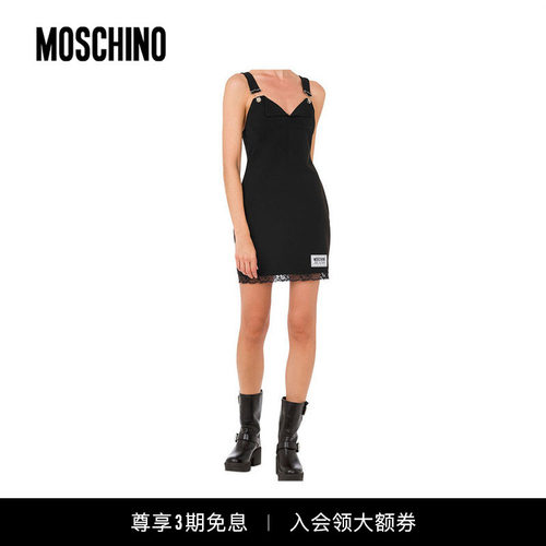 M05CH1N0 JEANS   女士徽标贴片背带连衣裙 MOSCHINO