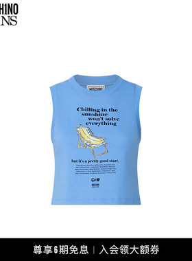 【礼物】M05CH1N0 JEANS  女士泽西风海报图案印花无袖T恤